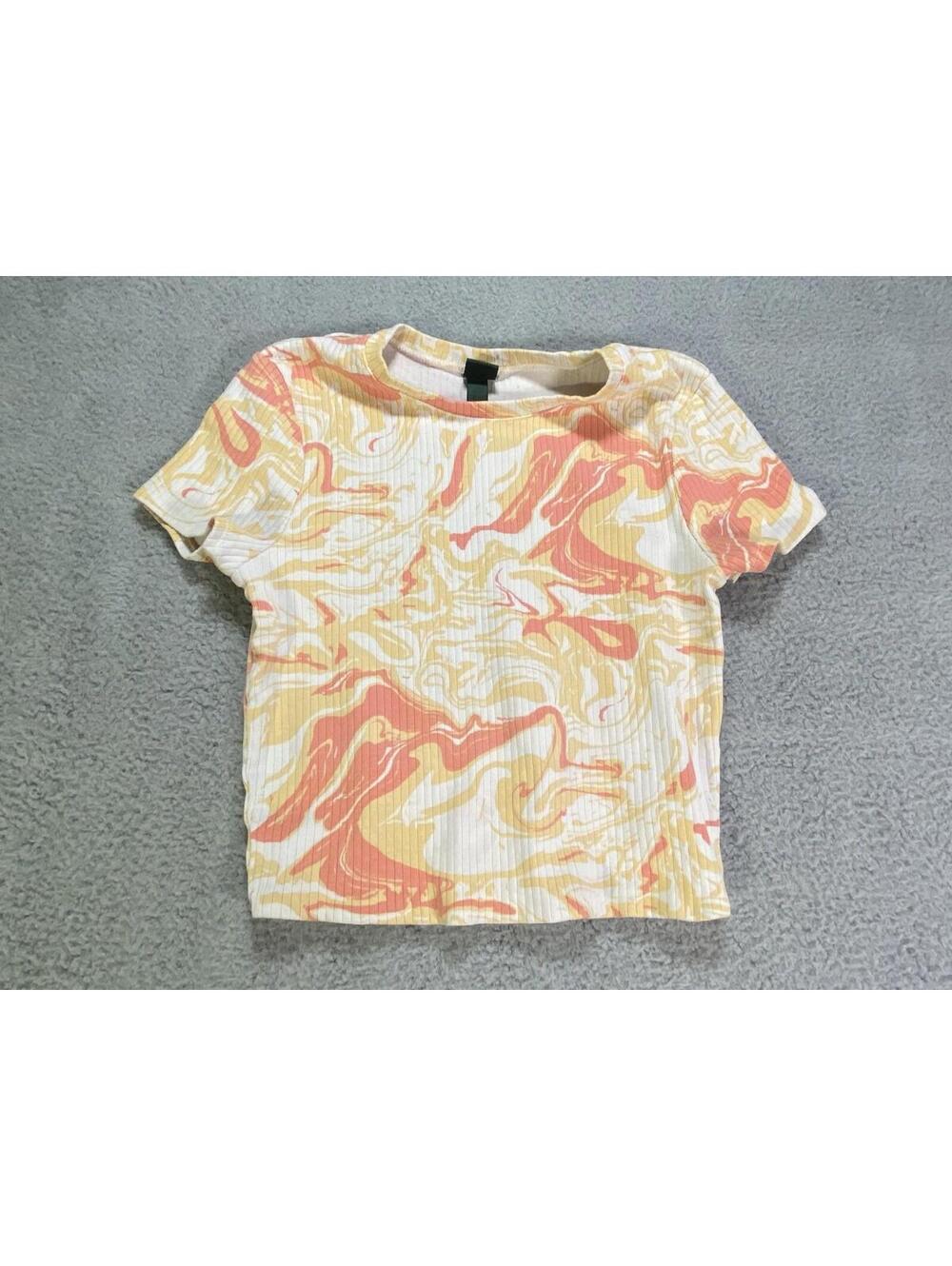 Wild Fable Orange & White Shirt Junior Medium Trippy Lava